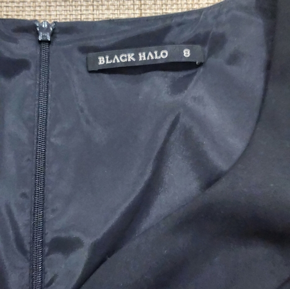 Black‎ Halo Reese Dress Fit and Flare Sweetheart Neckline Black White Pockets 8 - Picture 5 of 9